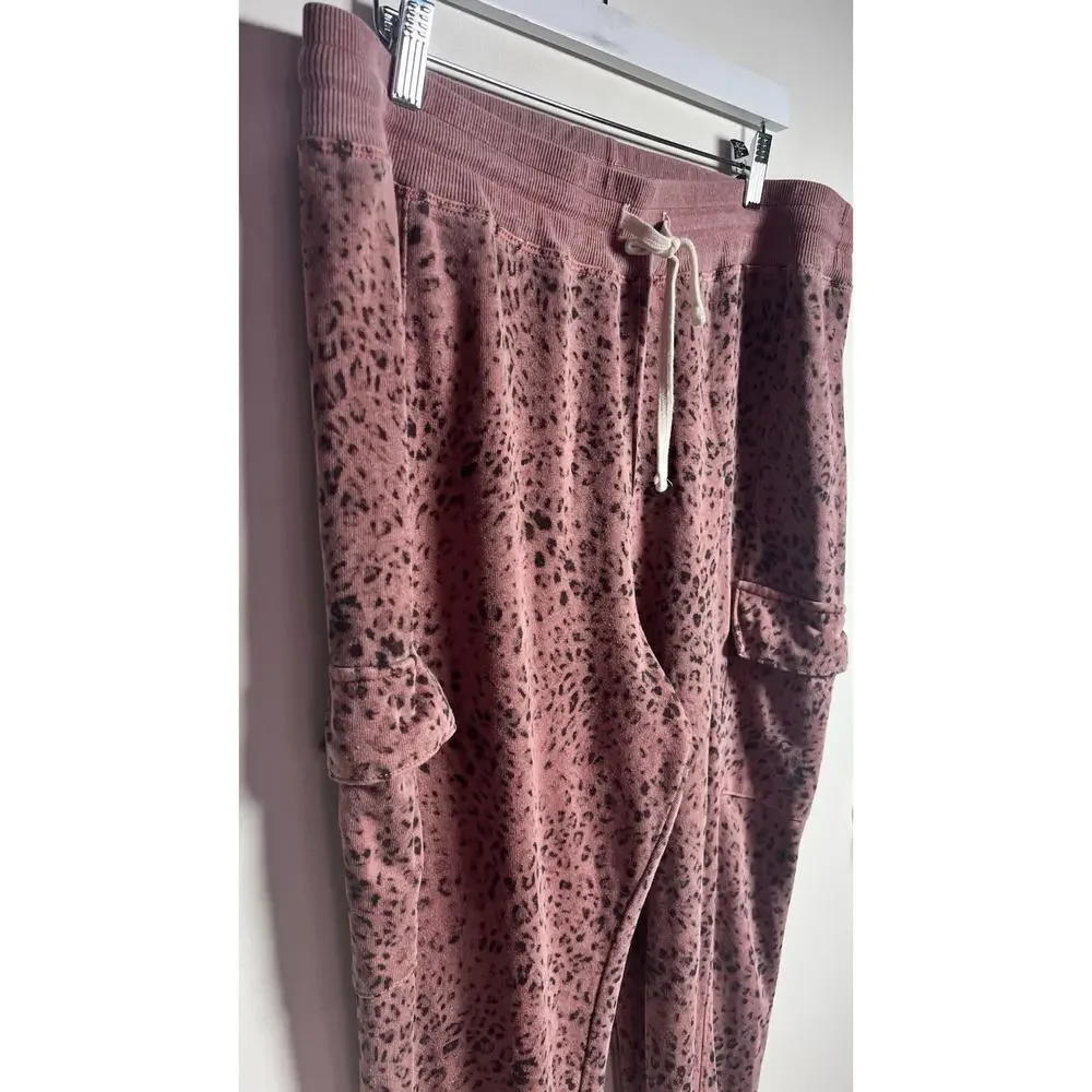 Anthropologie Sundry Pink Leopard Cargo High Waisted Jogger Womens Size 4/ US XL